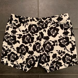 Black and white flower shorts